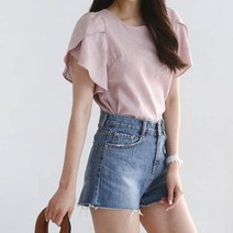 캣츠원피스 린넨 프릴 반팔블라우스