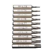 10pcs CR-V Torx 스크루 드라이버 비트 세트 T3 T4 T5 T6 T6 T8 T8 T9 T10 T15 T20 모바일 반복, 은