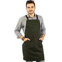 에이프런 내구성 가죽 보강재 크로스백 남성 여성용 조절 아티스트 바리스타 바텐더 앞치마, 아미 그린