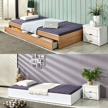 1인용 멀티 싱글 미니 침대 수납 서랍형 원룸 매트리스포함, 오크