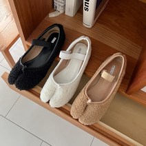 뽀글이 양털플랫 밴딩 퍼플랫슈즈 여성 털단화 1cm