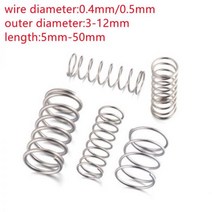 인장스프링 스텐인장스프링 금형 20pcs SS304 스테인레스 스틸 압축 스프링 두께 0.4mm 0.5m 미니 가정용 유지 보수 도구 하드웨어 액세서리, 3mm, 5mm