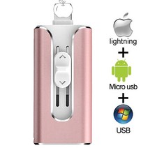 USB 플래시 드라이브 Pendrive 128GB 3 in 1 iPhone OTG 32GB 3.0 Cle Usb 64GB iPhoneAndroid/태블릿 PC 용, 09 Pink_01 16GB