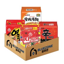 농심 오뚜기 봉지라면 4종 (신라면5p + 안성탕면 5p + 진라면매운맛5P + 열라면5P), 1세트