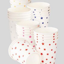 [루피너스] 라이크 스타 컵 8oz 6입 5컬러 생일파티 홈파티 테이블셋팅 파티데코 종이컵, 골드