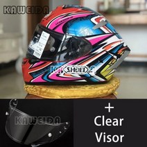 쇼에이 헬멧 풀페이스 반모 X14 X-14 2019 레드 카토 다이지로 TC-1 전체 얼굴 레이싱 오토바이 Casco 드 Motocicleta, M, Clear Visor