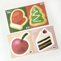 [마롱이네] 크리스마스 체리 조각 케이크 모조지 스티커, 체리, 조각 케이크 모조지, 단품