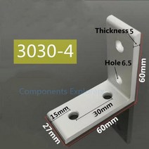 프로파일 브라캣 알루미늄 부품 4 홀 90 도 브래킷 패스너 2020 2040 2550 3030 3060 4040 4080 4545 4590 앵글 커넥터 액세서리, [04] 2040-Black-6PCS
