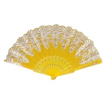 바로크금장부채 접이식공연밸리댄스부채춤 BQ4567, 옐로, 1개