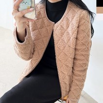 그린라인 겨울 따뜻한 경량 양털 뽀글이 누빔 라운드넥 패딩자켓