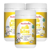 헬써리즈(Healtheries) 헬써리즈 밀크 바이트 (칼슘) 츄어블 - 바나나맛 50정 X 3개, 150정, 1세트