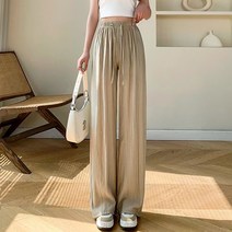 [오버나인] 여성 가벼운 주름 쿨 밴딩 와이드 팬츠