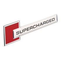 SUPERCHARGED 아우디 엠블럼 차량용 휀다 트렁크 알루미늄 금속 스티커, 레드 실버, 1개