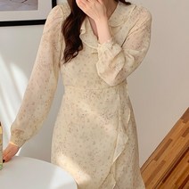 디작소 여성 후비즈 브이넥 스트랩 프릴 원피스