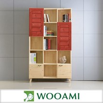 [우아미아이] 프로메사 5단3칸 원목책장(도어형), 색상:그레이