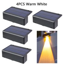 미용실바리깡 헤어트리머 야외 방수 LED 태양광 벽 램프 울타리 발코니 계단 정원 장식 조명 홈 파티오 램프, 5.4pcs warm white