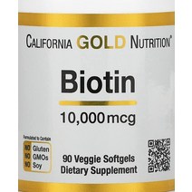 캘리포니아 골드 뉴트리션 비오틴 10000mcg 베지 소프트젤 90정 중년 여성 영양소, 1개