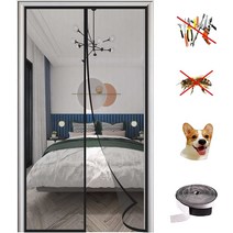 자석 현관 방충망 모기장 일체형 방충망, 1, 블랙C