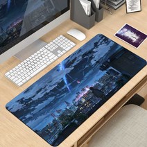 초대형 마우스패드 애니배경 작화 키보드 미끄럼 방지, 여름 거리 300x800mm 4mm