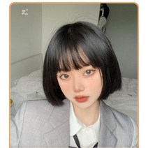 오컬트몰 짧은 보브컷 스타일 숏컷 데일리 헤어 칼단발 통가발, 1개, 애쉬핑크
