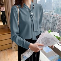 여성 루즈핏 리본 블라우스 면접 출근 단정한 쉬폰블라우스