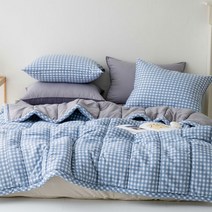 보아요 항균 정전기방지 먼지없는 차렵이불 체크 알러지케어 세트 기숙사 싱글이불세트 퀸이불세트