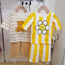 (1+1패키지특가) 모이모이깜피 유니프랜드 치즈스마일+테디 7부내의 2벌세트