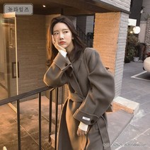 두꺼운 캐시미어 여자 커버롤 타입 롱고위급 햅번 와이드 울 모직물감 코트 제철이 아닌