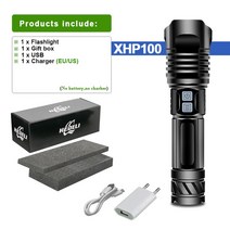 38000 루멘 xhp100 휴대용 손전등 usb 슈퍼 강력한 손전등 28650 충전식 led waterpoor 빛 xhp 90.2 줌 램프, HHS532H1-BOX1, 검은 색