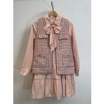 트위드셋업 트위드 투피스 하객룩 피로연 크롭 동대문 가을 겨울 스타일 작은 향기로운 조끼 쉬폰 드레스 외국 세트