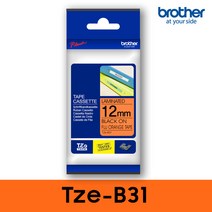 브라더 브라더정품 Tze-B31_형광오렌지/검정_12mm 라벨테이프