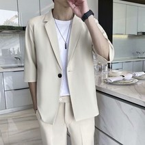 남자 반팔 여름 7부 마이 아우터 블레이저 자켓 남성 오피스룩 가을 시원한 오버핏 하객룩 정장