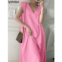 VONDA 여성 롱원피스 미니 원피스