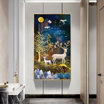 MINJING 3D전체DIY 큐빅 보석 십자수세트 경치 만화 동물 꽃사슴 두 마리 취미생활 비즈십자수 집들이 선물 생일, 1세트, 80x140cm