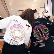 슈프림 [Supreme] M~5XL 남자 여자 5부 오버핏 반팔티_오션 (빅사이즈)