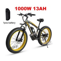 전기팻바이크 팻바이크 전기자전거 EU 1000W 전기 자전거 26 인치 지방 스노우 크루저 48V 13Ah 리튬 배터, 01 1000W 13AH Yellow, 한개옵션1