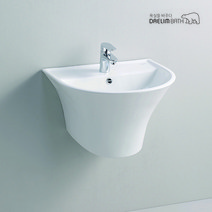PL-1030/대림바스/바스플랜/반다리세면대/일체형세면기/대림세면기/욕실세면대/화장실세면기/PL1030, 수동, P자트랩 (벽배수), 대림정품폽업/트랩
