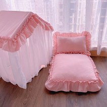 LongFatoys 반려동물 애견 애묘 강아지 고양이 사계절 캐노피침대 텐트 하우스 개집, 핑크