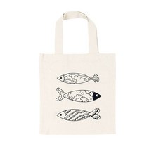 바이오피스 미니 에코백 diy 키트 손 가방 만들기 재료 무지 도안 캔버스 천가방 꾸미기 세트 초등 돌봄 교실 방과후, 물고기, 1개