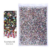 빅 패키지 2-6mm 레진 비 핫 픽스 라인석 벌크 도매 AB 플랫 백 플라스틱 크리스탈 네일 DIY 글리터 스톤, 2mm SS6-20000pcs, SB-Fuchsia AB