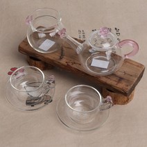 핑크장미 2인숙우포함 유리다기세트 150ml (250AF), 1개