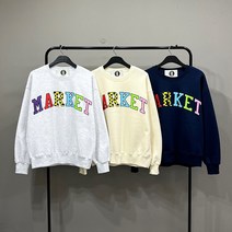 맨스토리 남여공용 마켓 컬러 레터링 기모 맨투맨