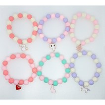 블링비즈 펜던트팔찌만들기 12종 마카롱 파스텔색상 핸드메이드 DIY 세트 참 펜던트포함 금색 은색 오링 O링 우레탄줄 세트구성, 12-핑크살구화이트3색