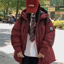 카고 패딩 여 남여 겨울 커플 하프 박시 코트 여