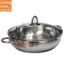 Living ELO 스텐 전골냄비 인덕션겸용 3중바닥 감자탕 샤브샤브 업소용 칼국수냄비 [사이즈선택], 전골냄비-28cm, [ 1개 ]