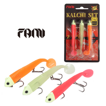 FAMI 갈치루어웜 칼치셋 1세트 3개입 축광 물결채비, 10g