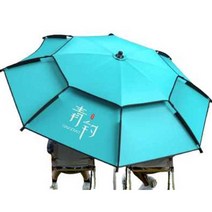 휴대용 파라솔 홀딩 안뜰 우산 카페 이층 정원 캠핑, (더블 360 조절식) 블루 2.6m