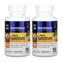 [2개] 엔자이메디카 다이제스트 스펙트럼 단백질 분해 효소 120베지캡슐 DDP4 아밀레이스 말타아제 아밀라아제 리파아제 프로테아제 락타아제 펙티나아제