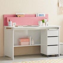 심플 3단서랍 가드책꽂이 편수책상 일자형 학생책상, 핑크