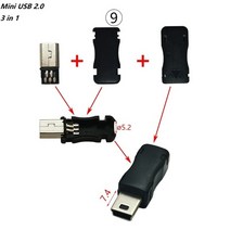 10sets 9type diy 고속 usb 커넥터 어셈블리 용접 유형 c 남성 잭 전화 꼬리 충전 소켓 전기 터미널, 미니 USB 2.0 b 3in1, 10세트, USB DIY